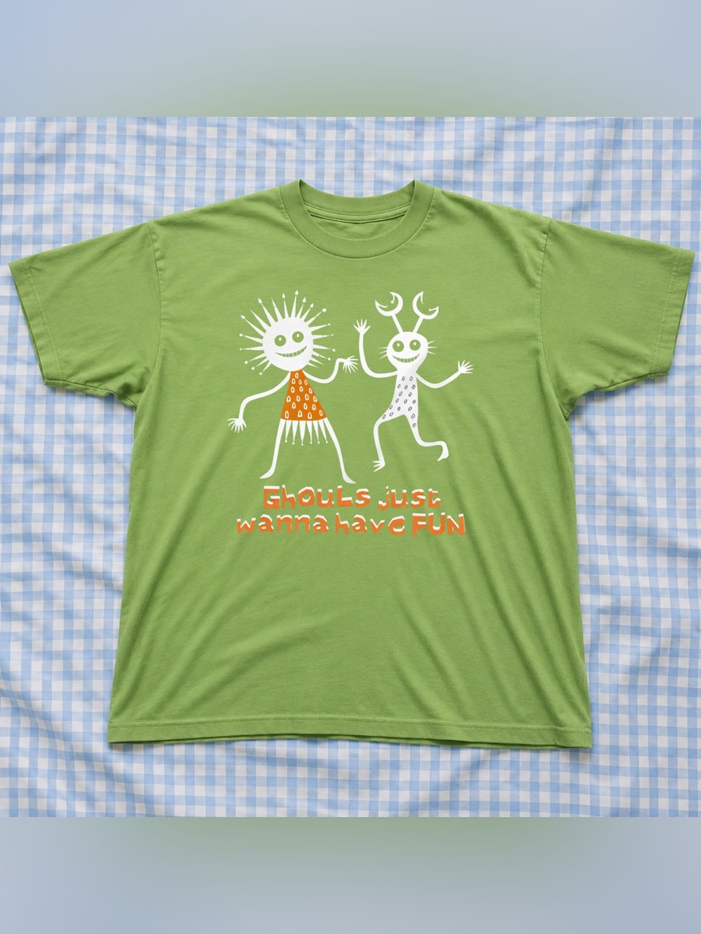 Green Funny Halloween Graphic Tee - Ghouls Just Wanna Have Fun